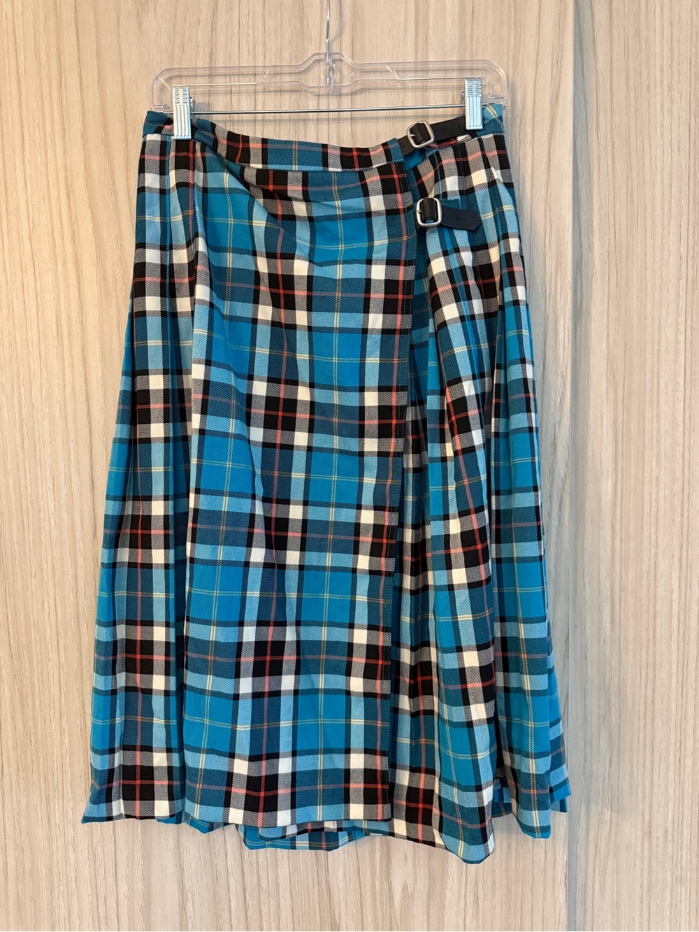 BDG Urban Outfitters Kilt Blue Plaid Wrap Midi Skirt